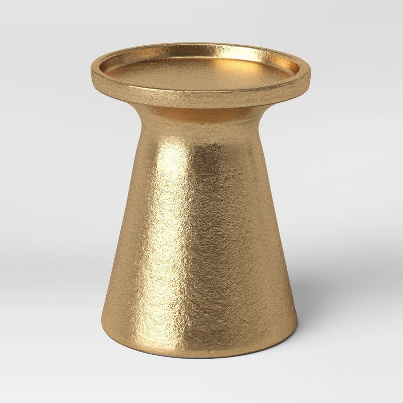 4&#34; x 3.3&#34; Aluminum Pillar Candle Holder Gold - Threshold&#8482; | Target