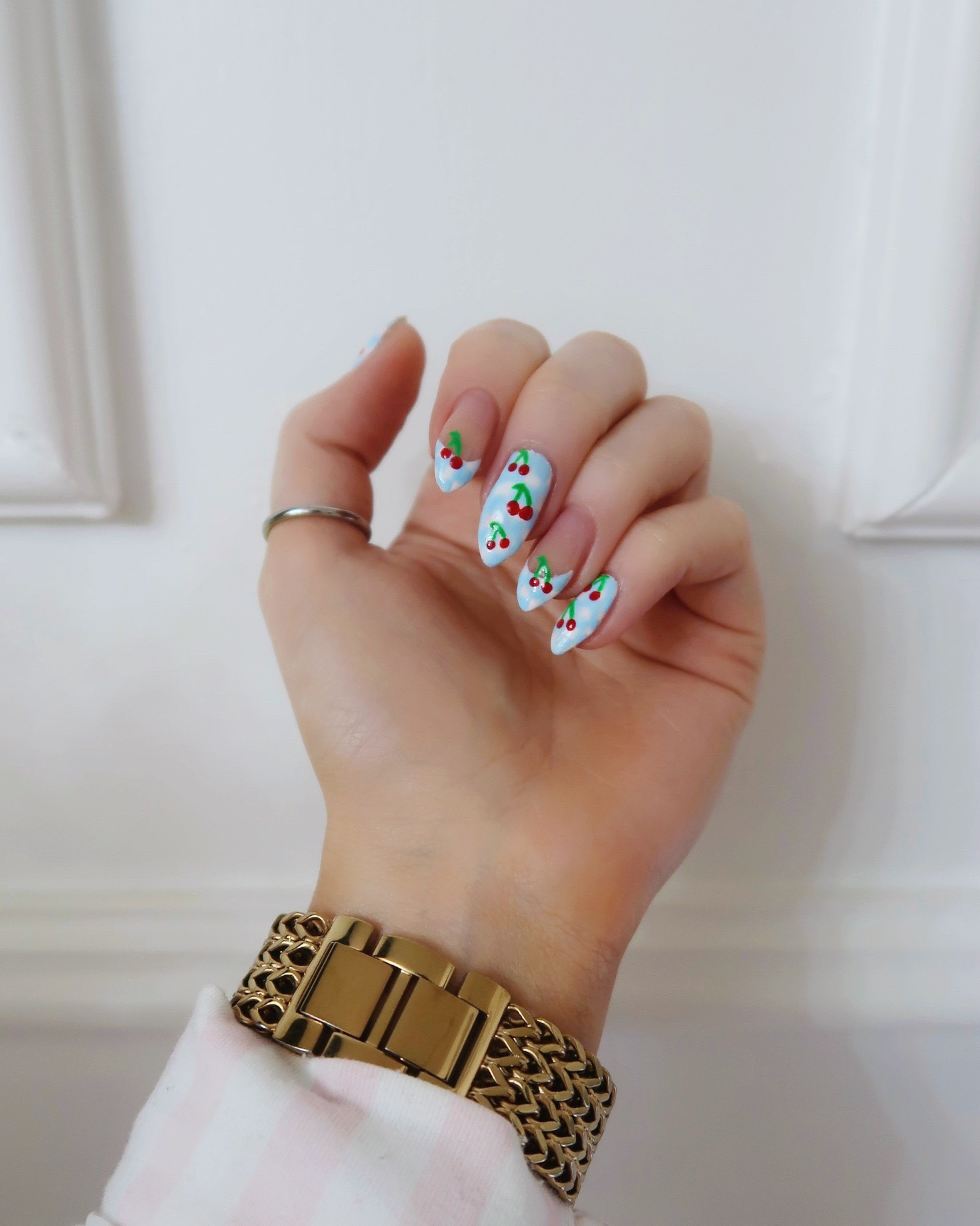 baby blue nails, cherry nails, checkerboard nails, spring nails, summer nails, cute nail inspo, aesthetic nails, trendy nails, manicure inspo, blue and white nails, girly aesthetic, holiday nails, fresh manicure, nail art inspiration

#LTKbeauty #LTKspring #LTKuk