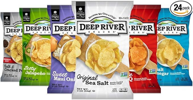 Deep River Snacks Kettle Potato Chips, Variety Pack, 2 Ounce (Pack of 24) | Amazon (US)