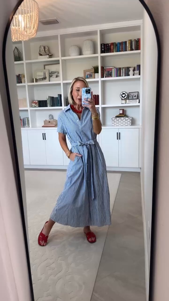 How to Style: 3 sandals - 2 outfits each Use code RL88CJCZ for 20% off (valid till 9/30) Dressy Slip On Slide Sandals - fit tts. Over 16 colors. Red: Striped Maxi Shirt Dress - size small. 7 colors.  @riheroofficial

#LTKSaleAlert#LTKSeasonal#LTKOver40