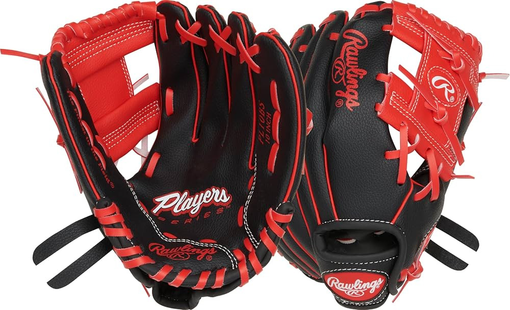 Amazon.com : Rawlings | Players Series Youth 10-INCH Baseball Glove | LHT | Black/Red : Sports & ... | Amazon (US)
