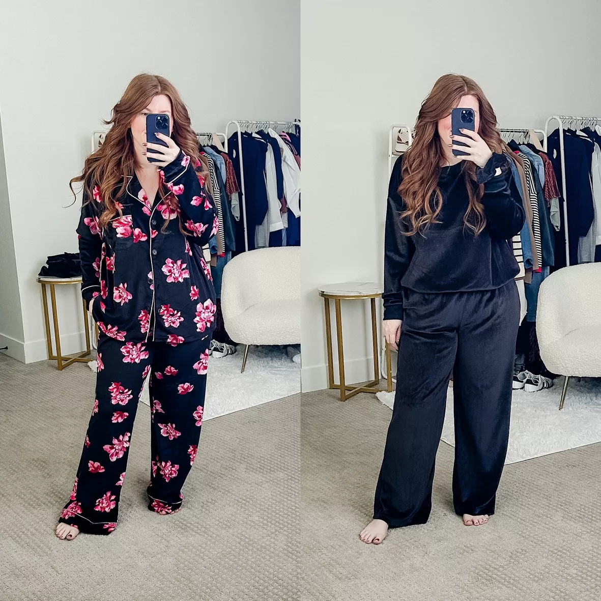 Joyspun Women's Ribbed Velour Top and Pants Pajama Set with Oversized  Scrunchie, 3-Piece, Sizes S to 3X