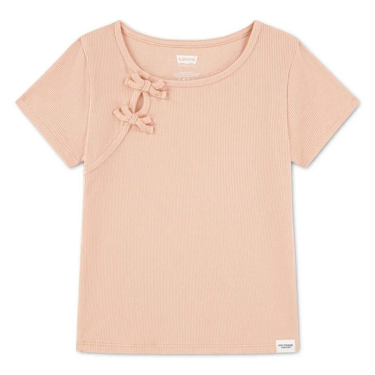 Levi Strauss Signature Girls Short Sleeve Bow Top, Sizes 4-16 | Walmart (US)