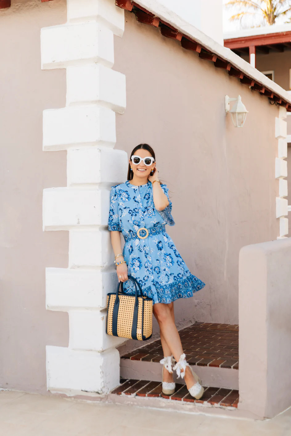 Olivia Floral Print Belted Shirt Dress | Sail to Sable
