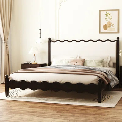 Ines Wood Bed Frame with Upholstered Headboard | Wayfair North America