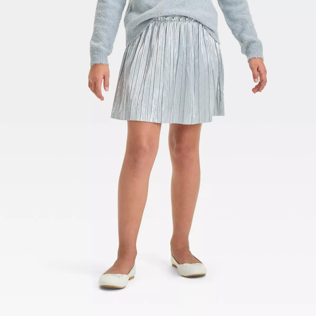 Girls' Pleated Party Skirt - Cat & Jack™ Metallic Silver | Target