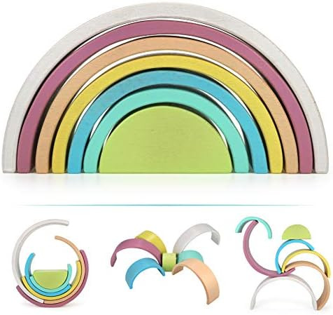 DUCKBOXX XX Wooden Rainbow Stacking Toy (Light Color - 7pcs) | Amazon (US)
