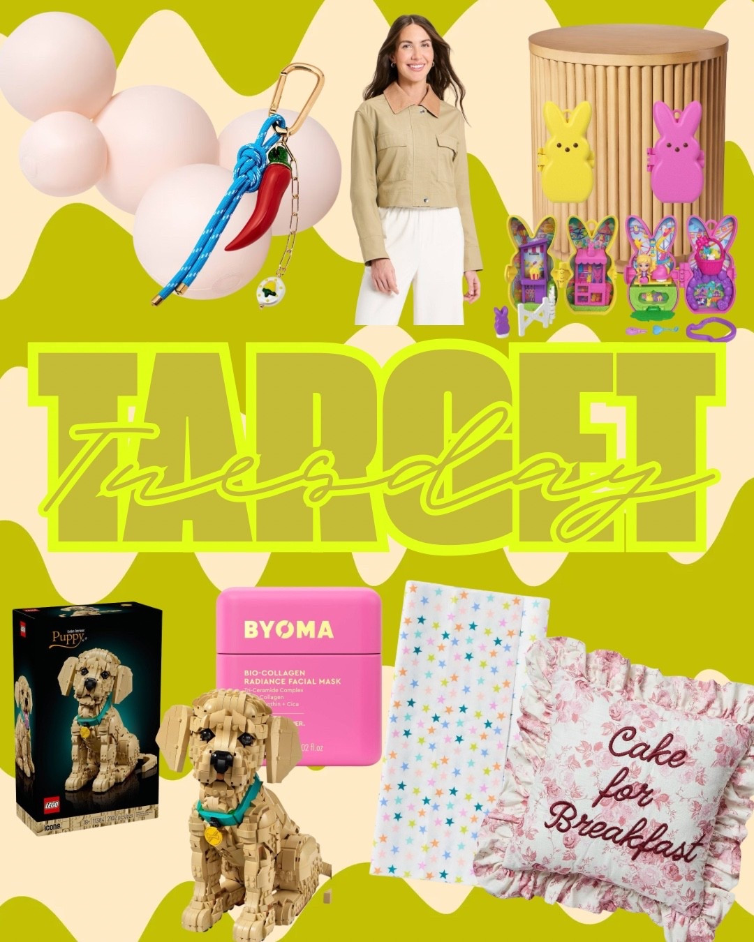 🎯 Tuesday
•matte pink balloon arch
•paradord keychain 🩵
•cute barn jacket 
•peeps polly pockets. So cute in an Easter basket! 
•storage side table
•this lego omg!
•love this skin care brand
•✨ tissue paper 
•🎂 for breakfast ✔️✔️

#LTKOver40 #LTKselfcare #LTKmomlife