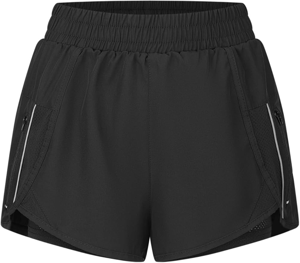 Athletic Shorts for Women High Split Running Workout Quick Dry Shorts with Liner(No Pocket) | Amazon (US)