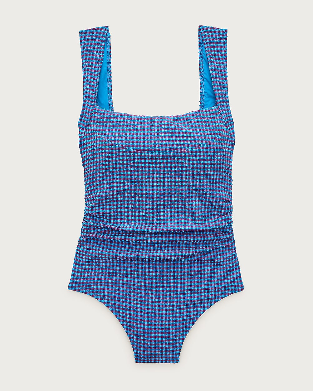 Nia ruched squareneck one-piece in gingham | J. Crew US