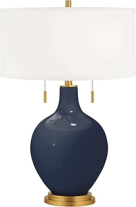 Color + Plus Toby Brass 28" Naval Blue Glass Table Lamp | Amazon (US)