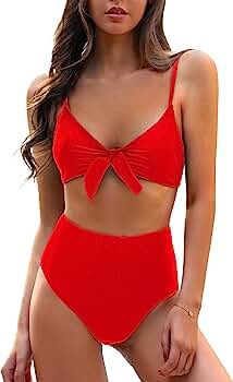 Blooming Jelly Womens High Waisted Bikini Set Tie Knot High Rise Two Piece Swimsuits Bathing Suit... | Amazon (US)