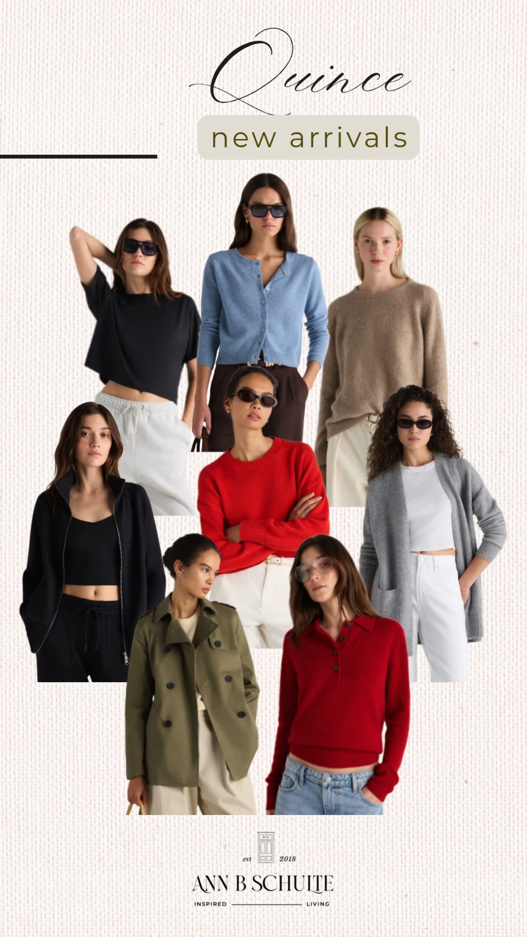 Quince new arrivals are bringing all the cozy, polished pieces for an effortless seasonal wardrobe. From soft sweaters and classic cardigans to easy layers, relaxed pants, and lightweight jackets, these styles are made for mixing and matching. Rich reds, soft neutrals, and timeless black and gray make this collection especially easy to wear. These are the kind of versatile staples that can take you from casual days to weekends away without missing a beat. A fresh wardrobe update with plenty of everyday style built right in. 🍂🤎✨

#Quince #QuinceNewArrivals #NewArrivals #FallFashion #FallWardrobe #ClassicStyle #EverydayFashion #CapsuleWardrobe #CozyStyle 

 #LTKootd