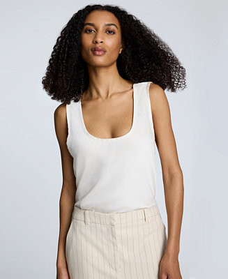 Women's Satin Scoop Neck Sleeveless Top | Macy's