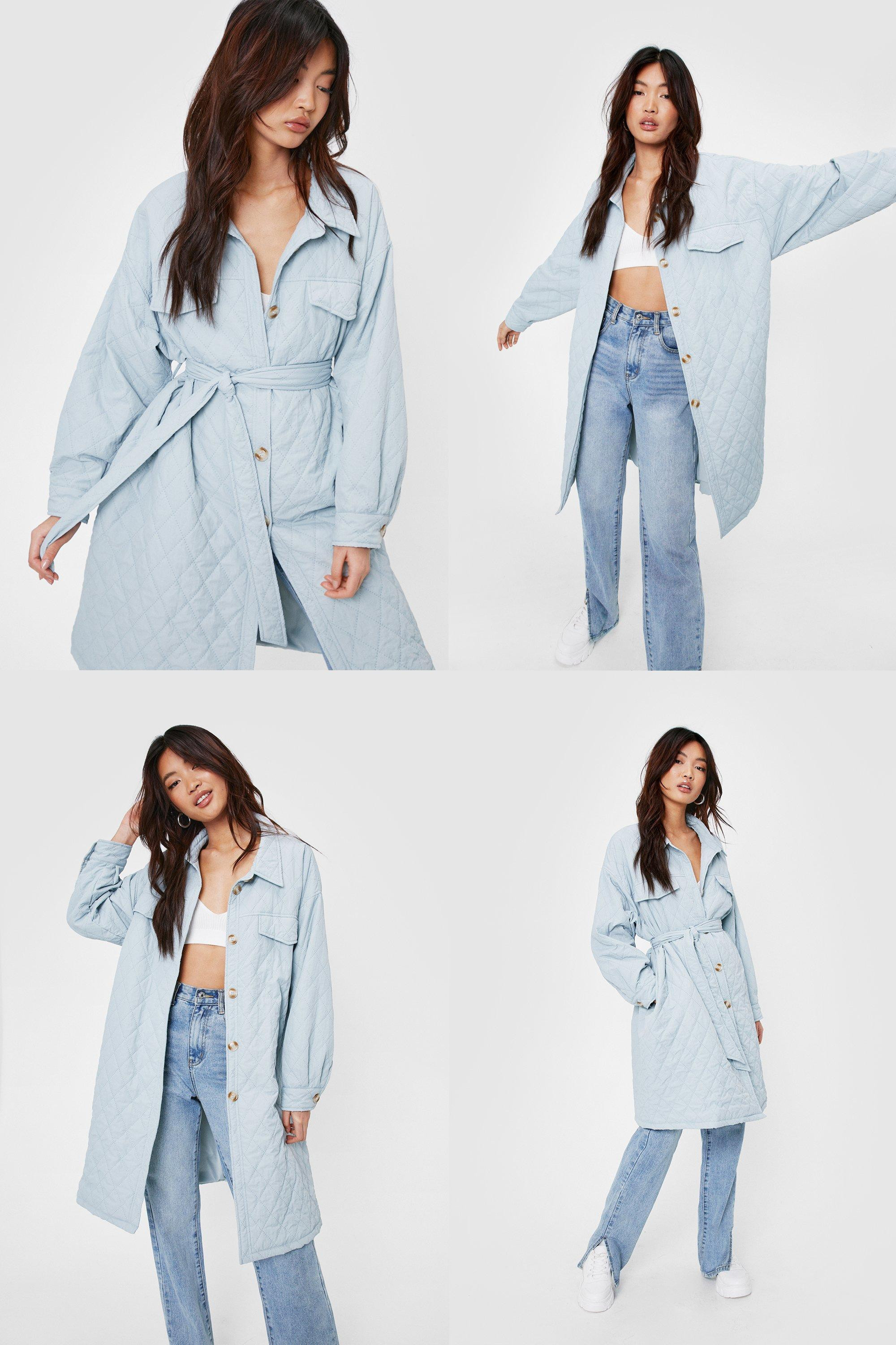 Quilted Button Down Longline Belted Coat | NastyGal (UK, IE)