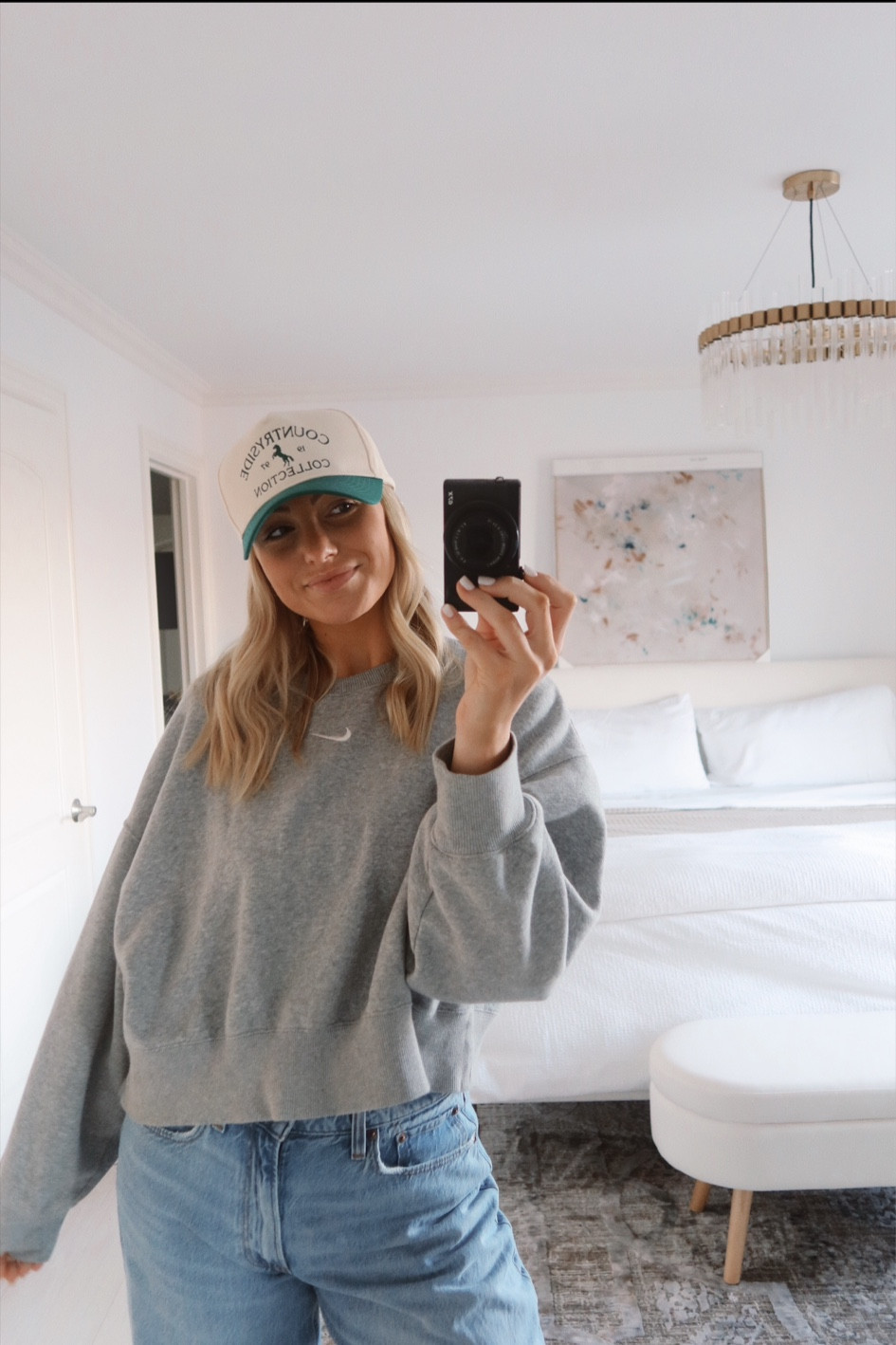 Trucker Hat, Nike Crewneck sweatshirt, Abercrombie Jeans

#LTKStyleTip