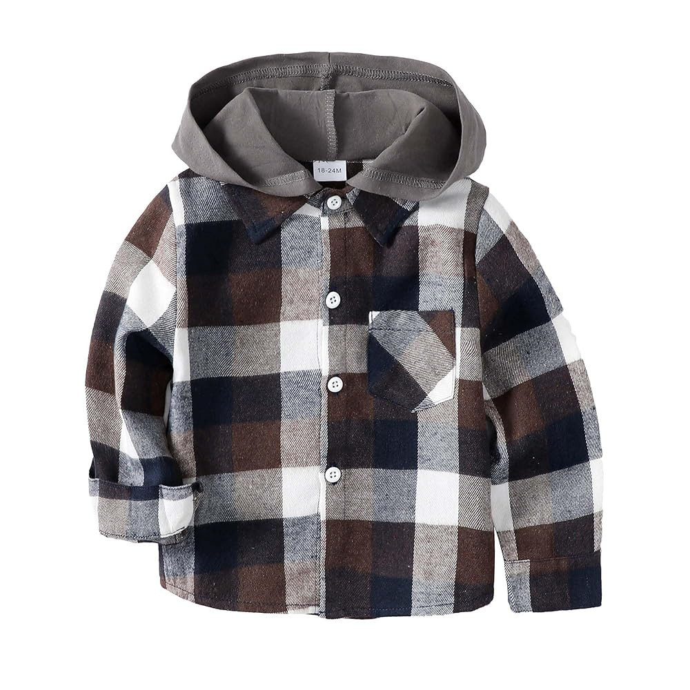 Baby Toddler Boys Long Sleeve Shirt Flannel Buffalo Plaid Shirts Button Down Jacket Top Outfit Fa... | Amazon (US)