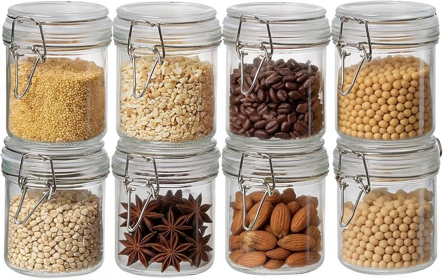 BJONKZ Glass Jars with Airtight Lids \u2013 Food Storage Containers with Preserving Seal Wire Cli... | Amazon (US)