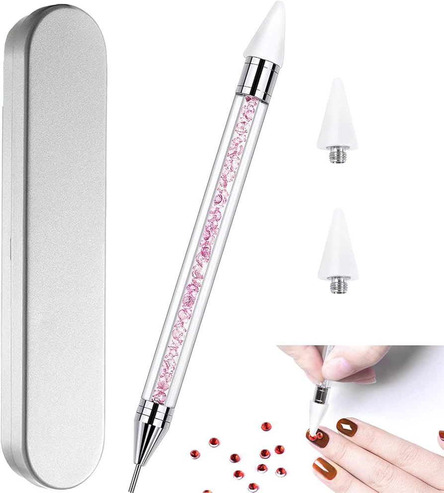 Nail Rhinestone Picker Dotting Tool with Extra 2 Wax Head, Dual-ended DIY Nail Art Tool With Pink... | Amazon (US)