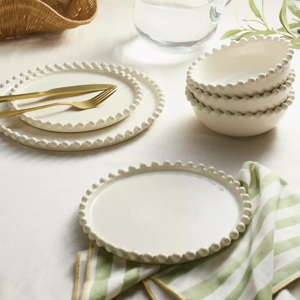 Buy Habitat Bobbin 12 Piece Stoneware Dinner Set - Cream | Dinnerware and dinner sets | Argos | argos.co.uk