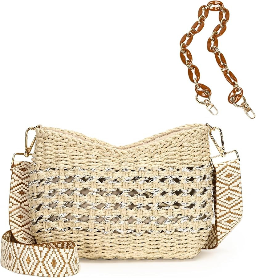 Herald Small Summer Crossbody Bags for Women, Beach Handmade Straw Woven Pocketbooks Handbag Shou... | Amazon (US)