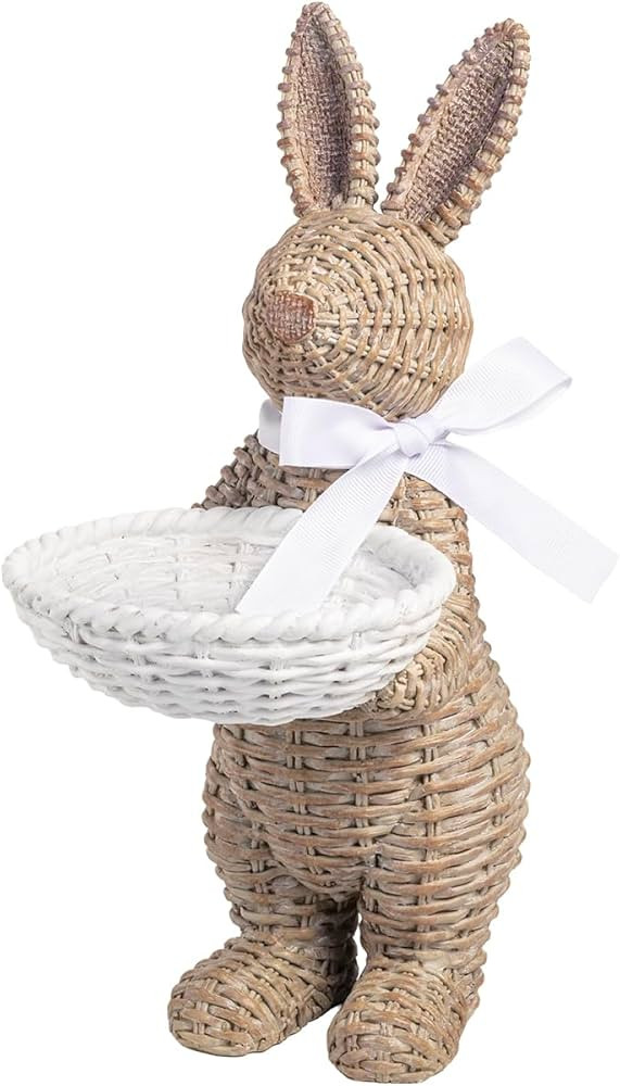 Mud Pie Easter Woven Resin Bunny Tray Sitter | Amazon (US)