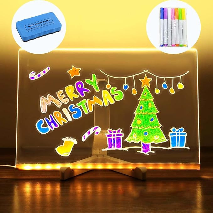 Acrylic Led Dry Erase Board - Creative Rewritable Message Board - Led Color Note Board with Stand... | Amazon (US)