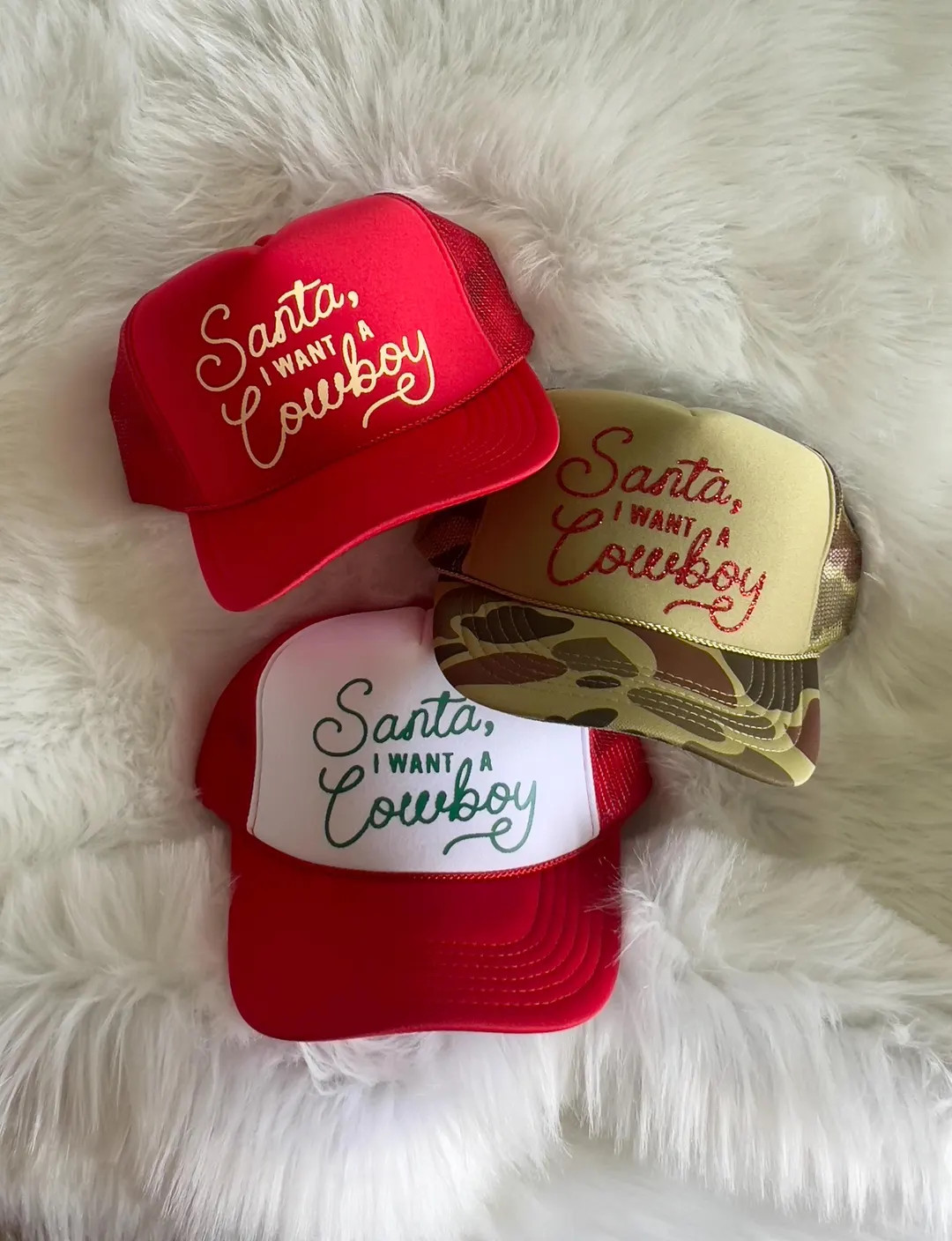 Santa, I Want A Cowboy Christmas Trucker Hat - Etsy | Etsy (US)