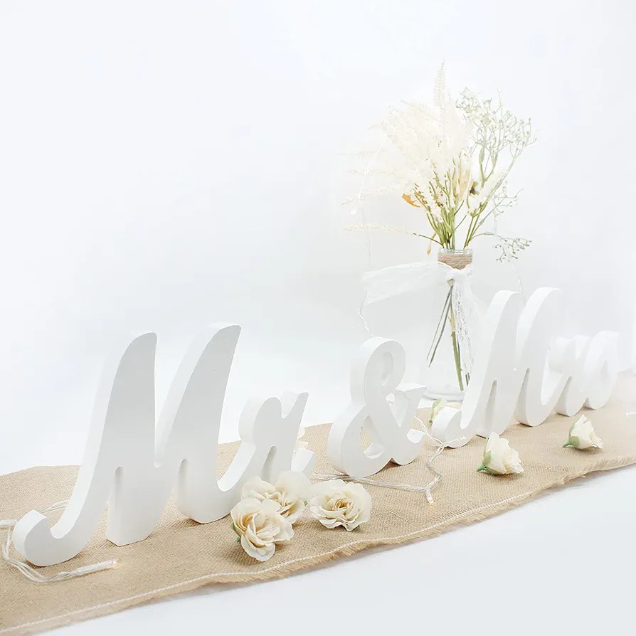 Mr & Mrs Sign for Wedding Table, Large Mr and Miss Wooden Letters, Party Decoration Head Table We... | Amazon (US)