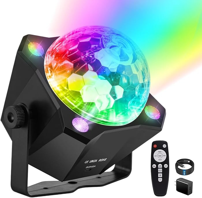 Disco Ball Light DJ Party Light，Sound Activated 6 Colors Stage Strobe Party Decorations for Out... | Amazon (US)