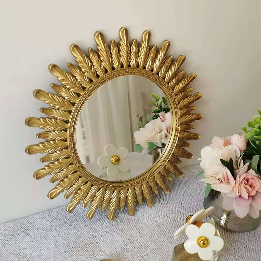 Ham Hamphinee Feather Mirror Tray, Decorative Wall Mirror, Vintage Home Décor for Living Room, K... | Amazon (US)