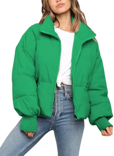 UANEO Puffer Jacket Womens Oversized Cropped Puffy Quilted Winter Jackets Coat | Amazon (US)
