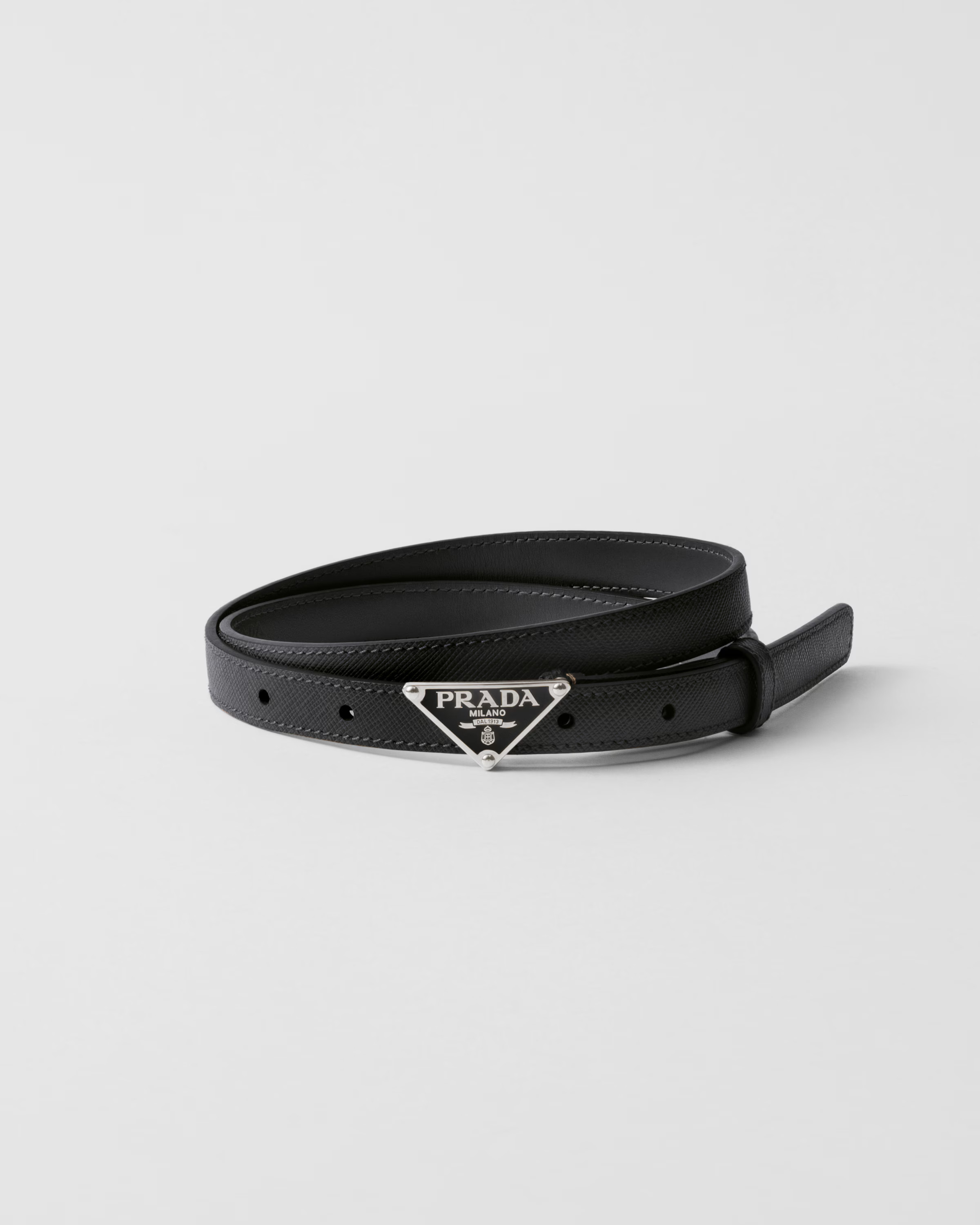 Black Saffiano Leather Belt | PRADA | Prada US