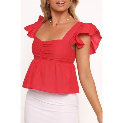 Petal and Pup Lyric Ruffle Top - Red M | Target