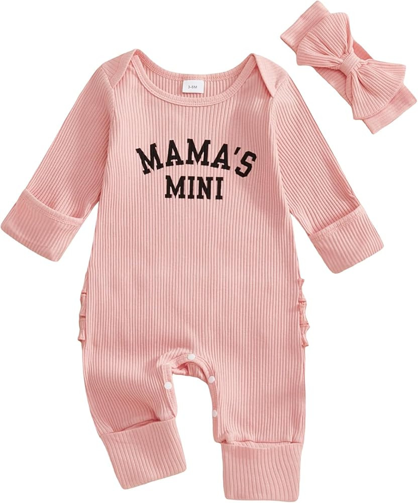 Mothers Day Outfit Baby Girl Romper I Love Mom Jumpsuit Newborn Preemie Hospital Coming Home Clot... | Amazon (US)