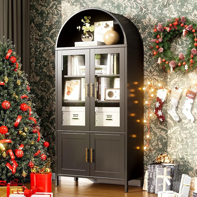 Metal Arched Cabinet, 79 inch Black Arch Bookcase, Modern Freestanding Large Size Bookshelf for H... | Amazon (US)