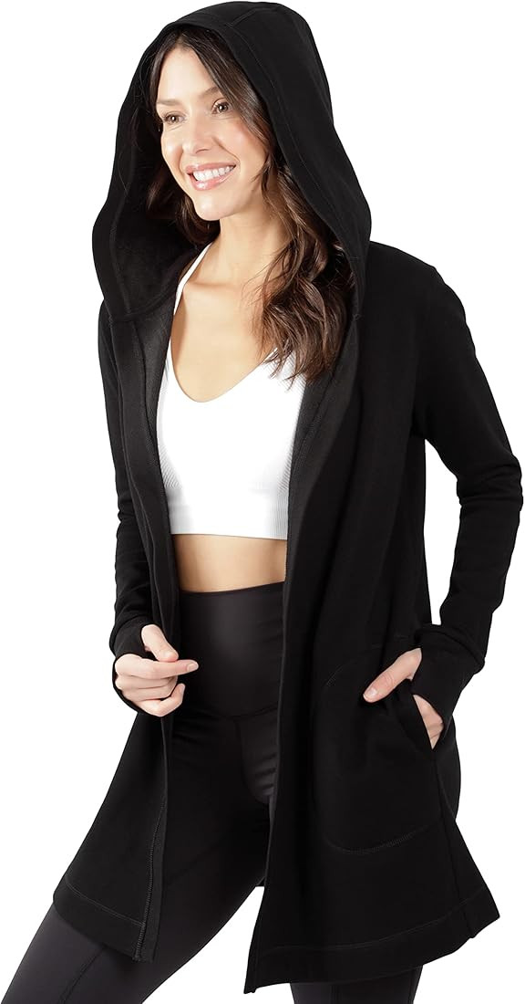 90 Degree By Reflex Heavy Fleece Open Hooded Cardigan | Amazon (US)
