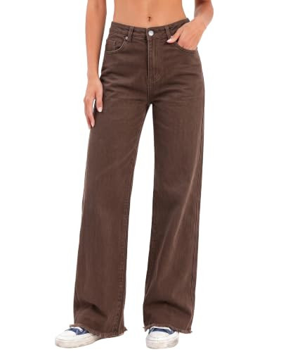 Utyful 90s Outfits for Women Y2K Loose Womens High Waist Jeans Brown Small | Amazon (US)