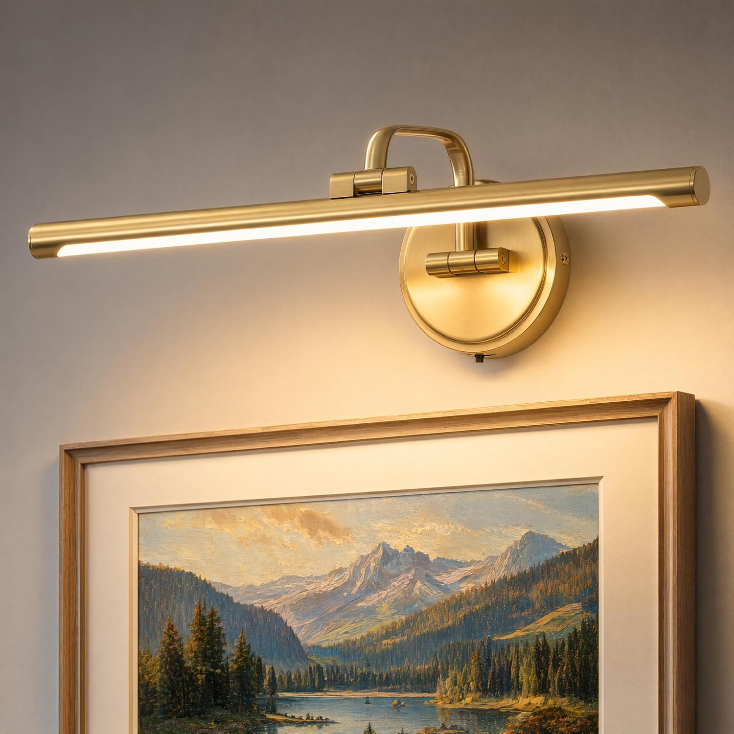Hard-Wired Picture Light for Wall,16'' Inch Modern Brass Metal Body Dimmable Frame Light with Adjustable Swing Arm 3CCT LED Art Display Light for Paintings Gallery 6W Wall Light, Hallway Vanity Light | Amazon (US)