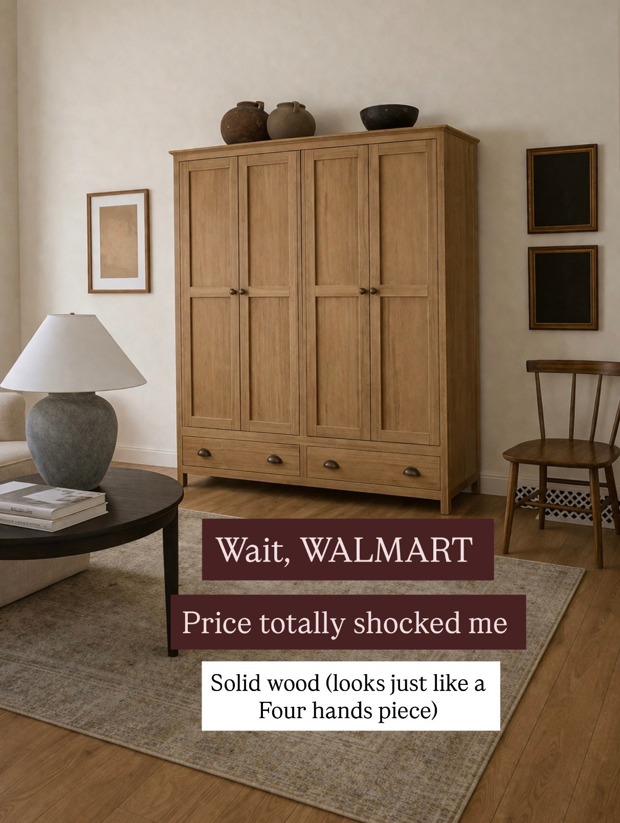 Found￼ this new armoire on Walmart and it’s absolutely beautiful. The Price totally surprised me. It looks like four hands piece. That’s still in the living room, dining room or bedroom.

#LTKHome #LTKSaleAlert