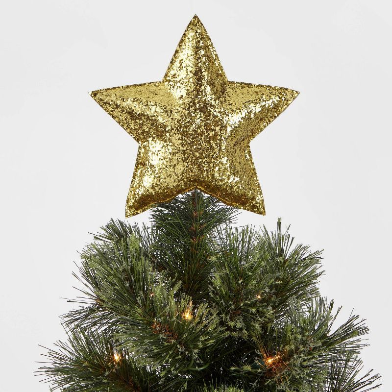 7.5in Unlit Glitter Fabric Star Tree Topper - Wondershop™ | Target