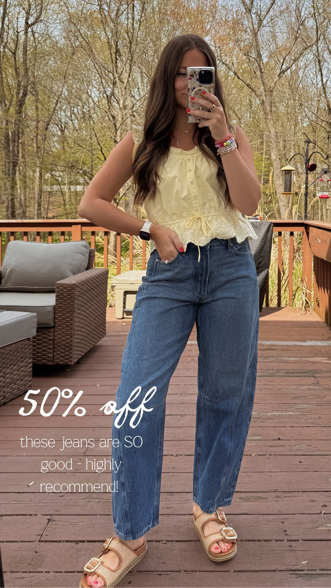 BIG fan of these jeans! They're currently 50% off 

I'm wearing size 27 

 #LTKootd #LTKmomlife #LTKSaleAlert