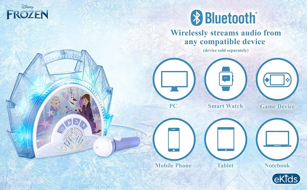 eKids Disney Frozen Karaoke Microphone with Bluetooth Speaker for Fans of Disney Toys, Kids Karao... | Amazon (US)