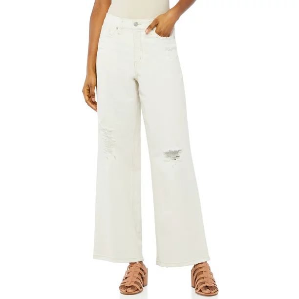 Scoop Women’s Hi-Rise Wide Leg Crop Jeans | Walmart (US)