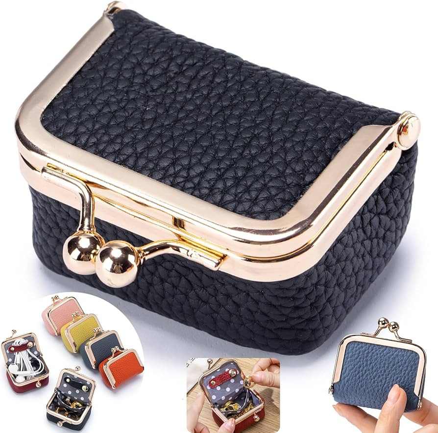 Genuine Leather Mini Jewelry Box - Vintage-Inspired Travel Jewelry Organizer with Kiss Lock, Comp... | Amazon (US)