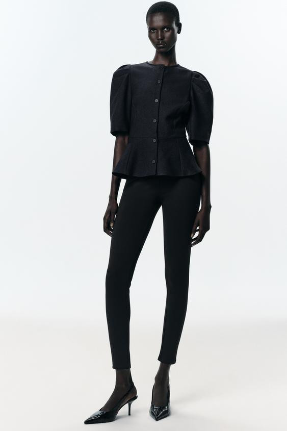 PUFF SLEEVE PEPLUM TOP | Zara UK
