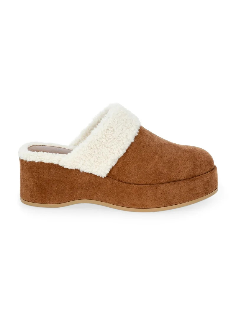 Time and Tru Women's Faux Shearling Wedge Clogs | Walmart (US)