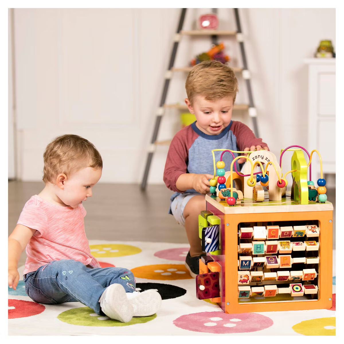 B. toys Wooden Activity Cube - Zany Zoo: Educational Play with Animals, Spinners, Bead Rollercoas... | Target