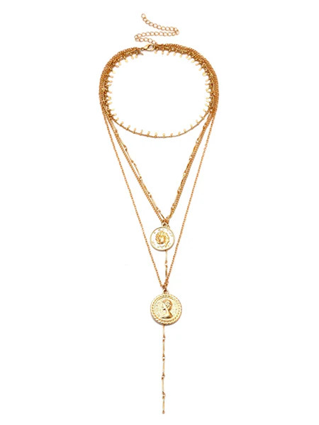 'Tommy' Portrait Layered Necklace (2 Colors) | Goodnight Macaroon