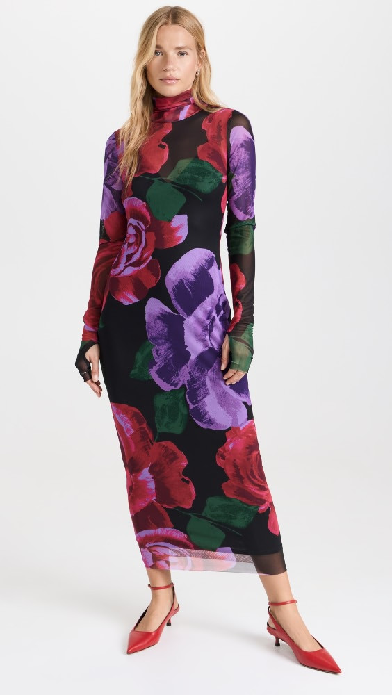 AFRM Shailene Mesh Turtleneck Midi Dress | Shopbop | Shopbop